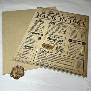 Old Novelty Card Flashback To 1964 Happy 60th Birthday *Date Has Passed* NEW